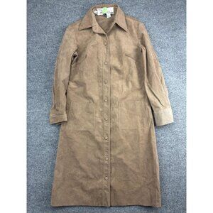 Vintage Lilli Ann Coat Womens Medium Ultrasuede Long Button Belted 70s Paris SF